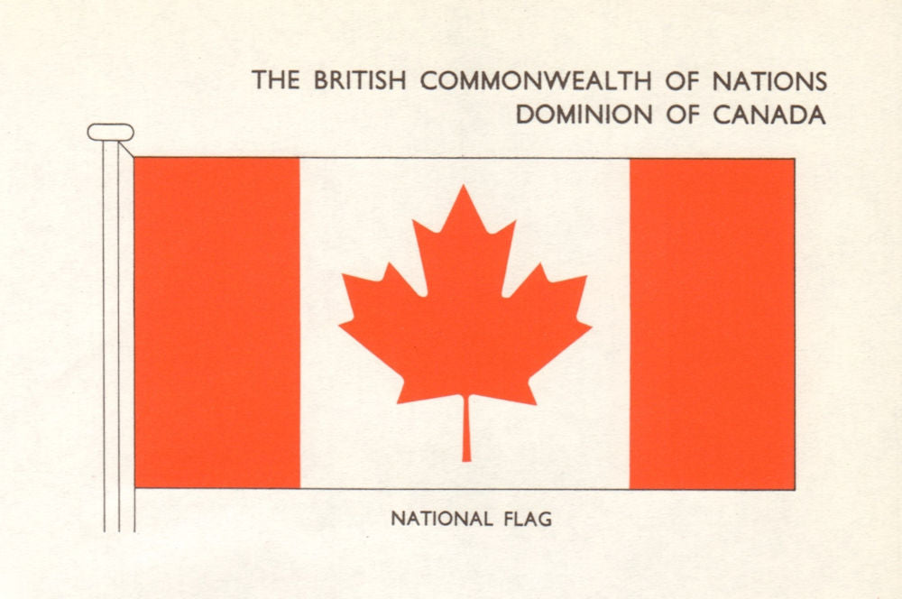 CANADA FLAGS. Dominion of Canada. National Flag 1965 old vintage print picture